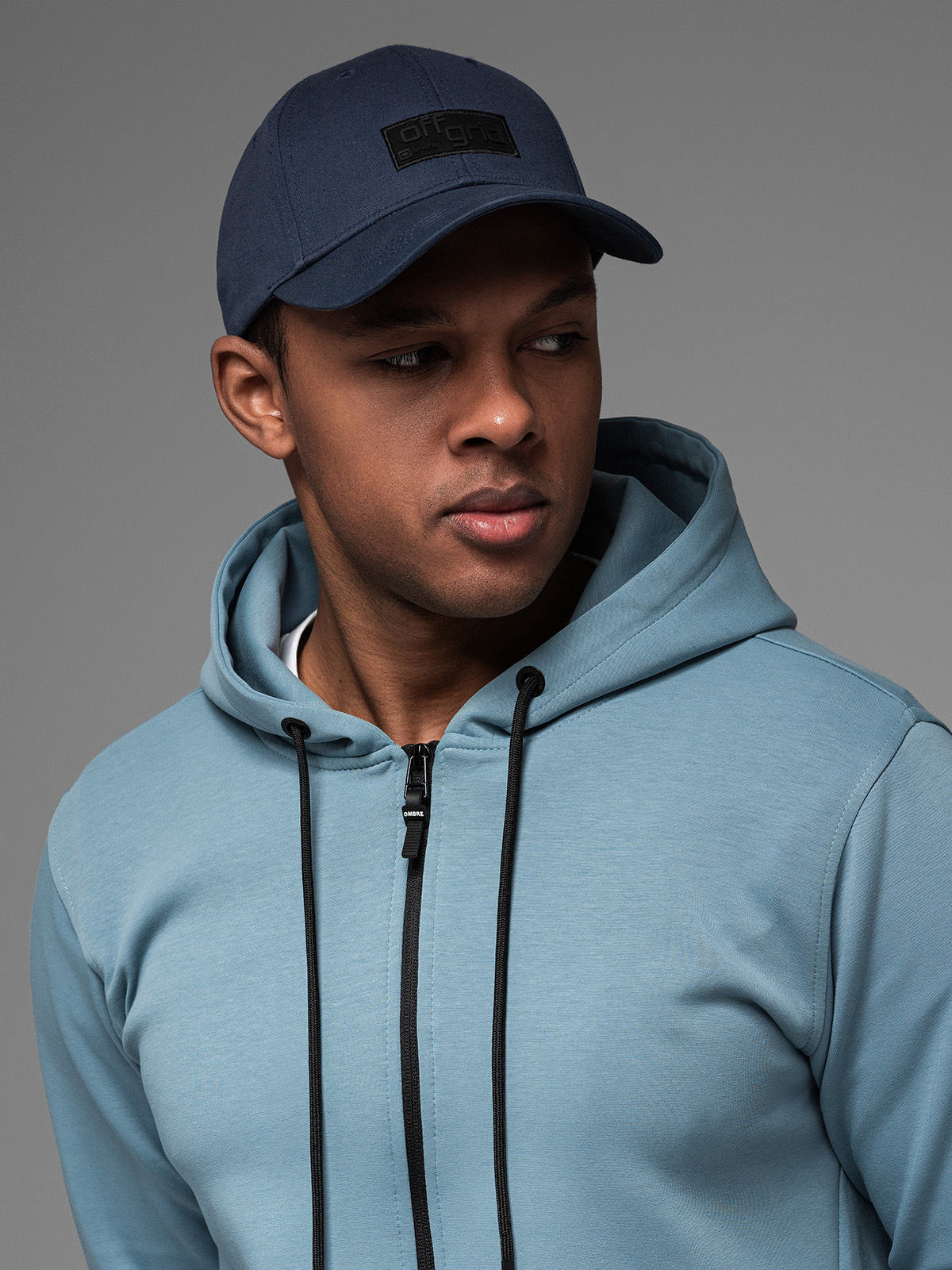 Ombre Men&#039;s baseball cap with rectangular patch - navy blue