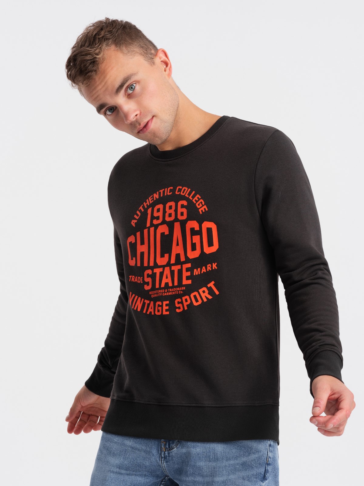 Ombre Men&#039;s collegiate print sweatshirt - dark brown