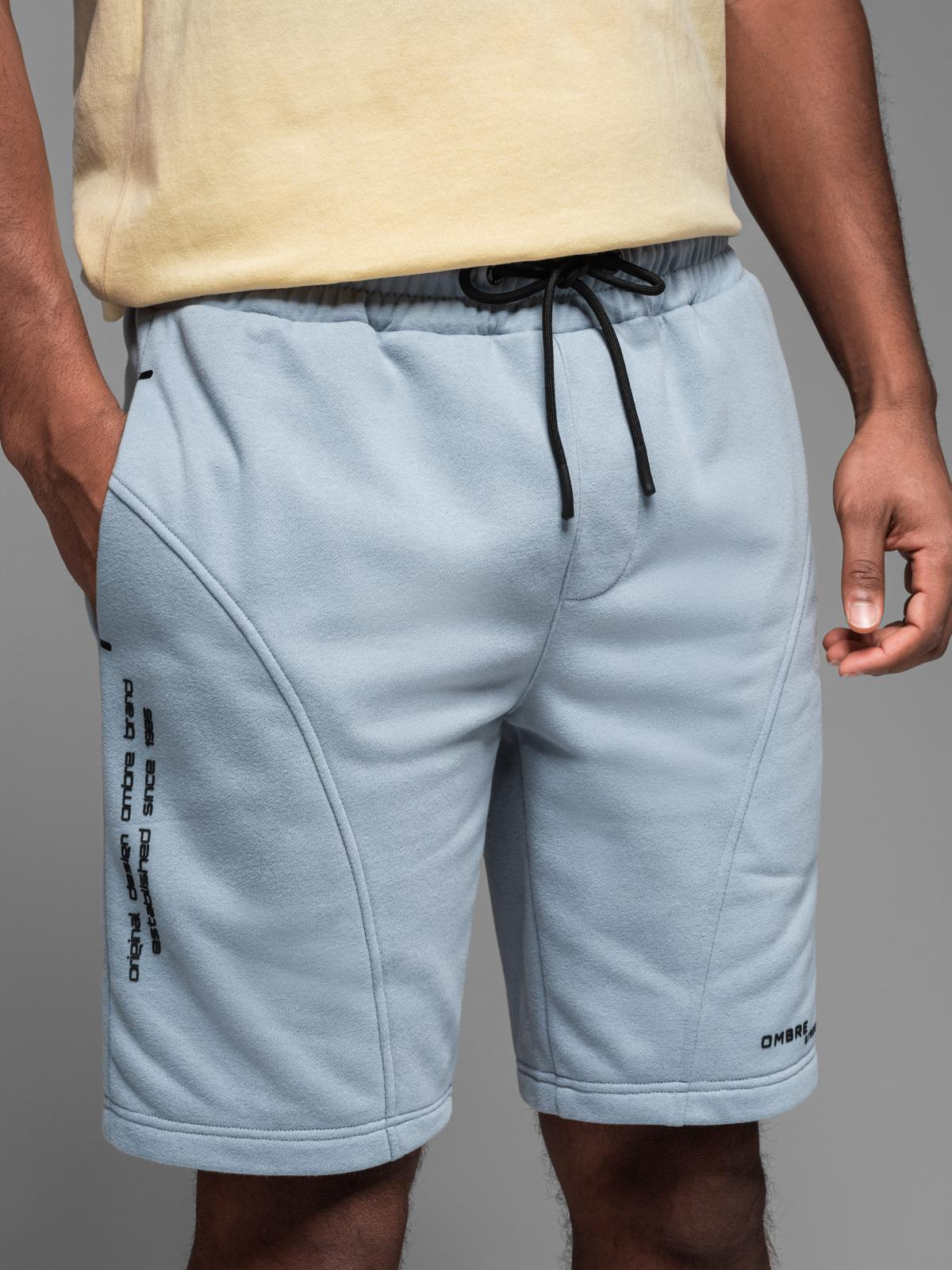 Ombre Fitted men's printed short sweat shorts - light blue