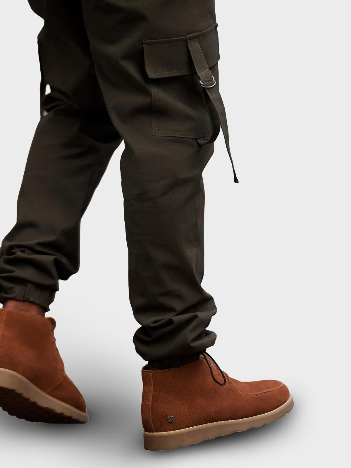 Ombre Men&#039;s STRAIGHT LEG cargo pants with striped pockets - graphite