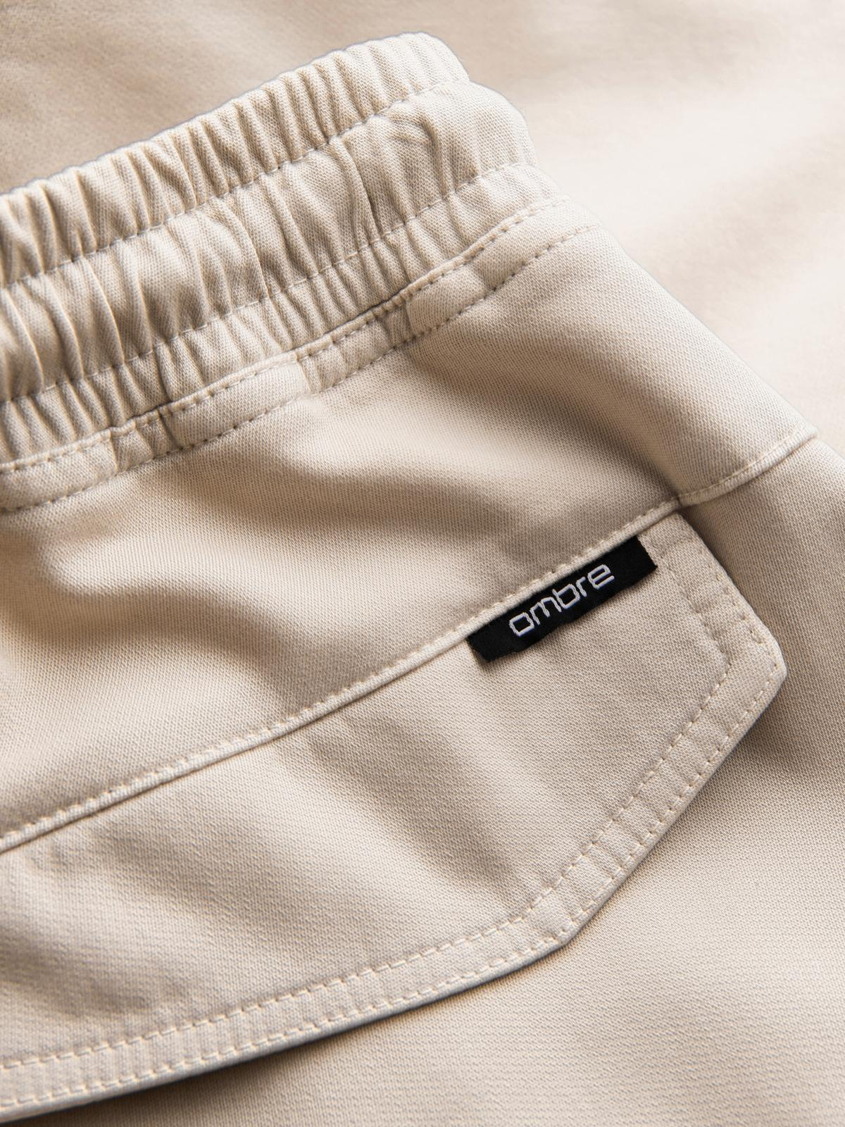 Ombre Men's knitted joggers with cargo pockets - cream
