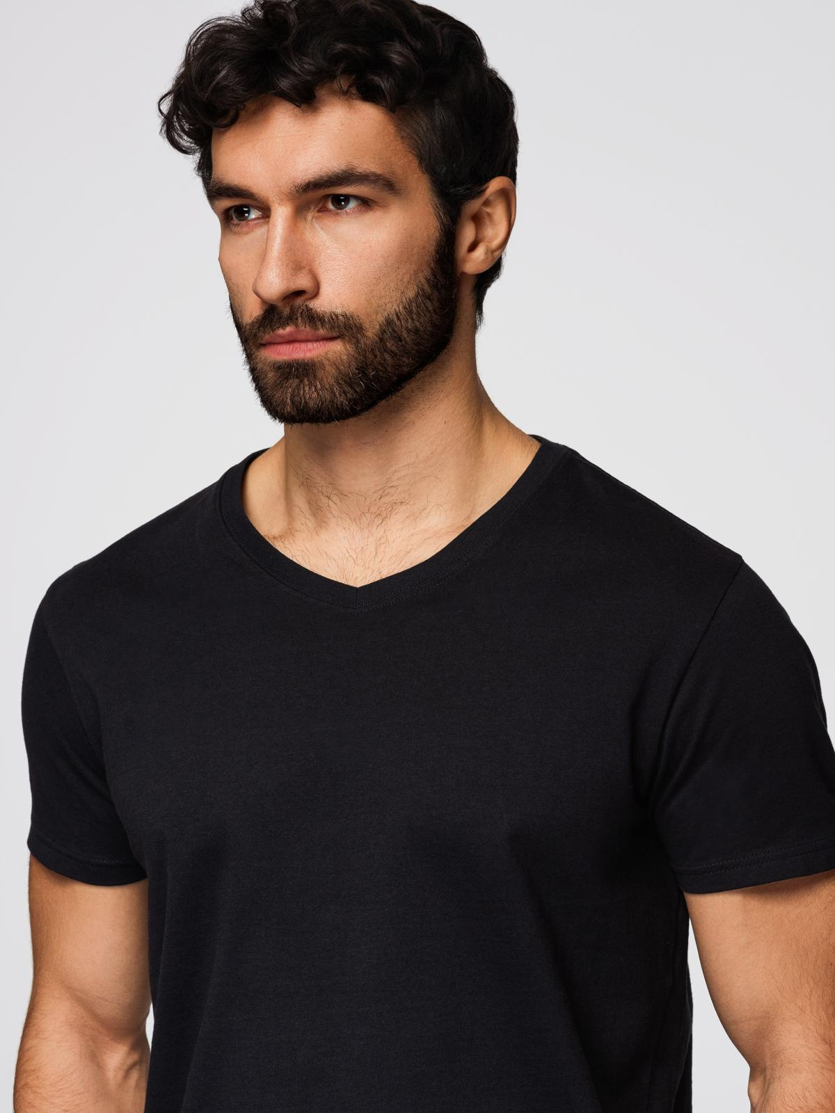 Ombre BASIC men's classic cotton T-shirt with a crew neckline - black