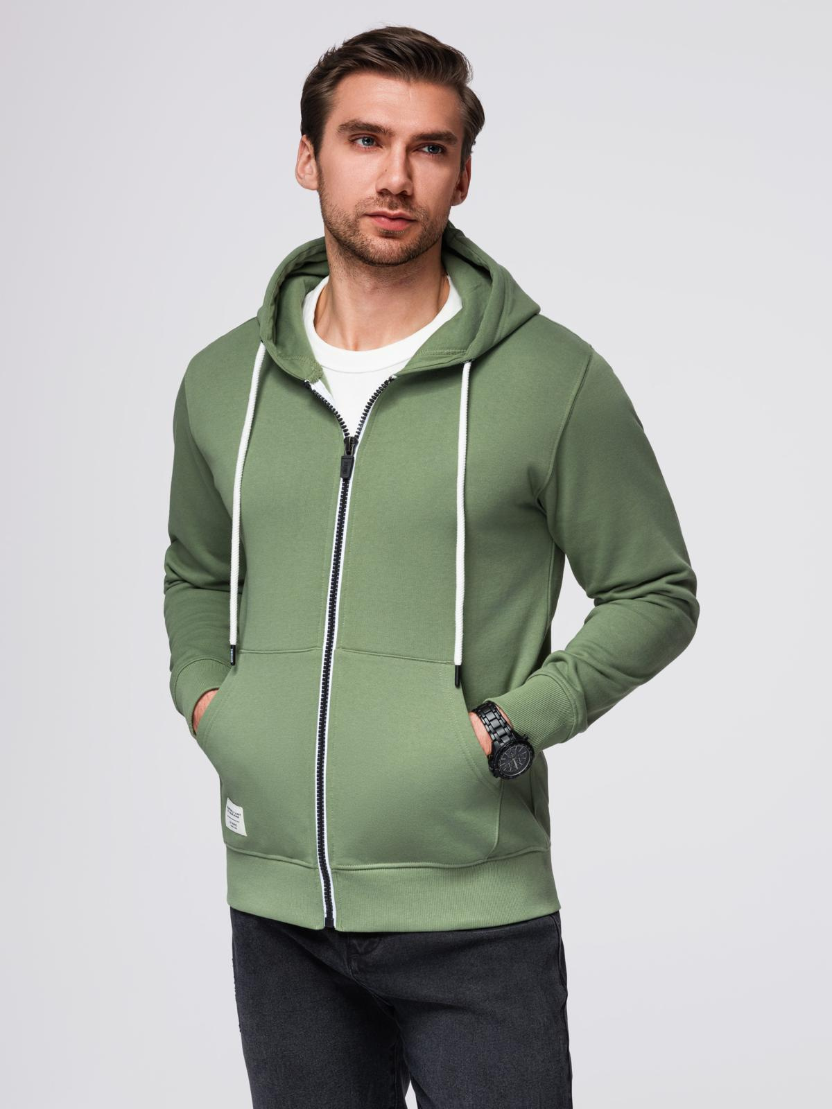 Ombre BASIC men&#039;s unbuttoned hooded sweatshirt - green