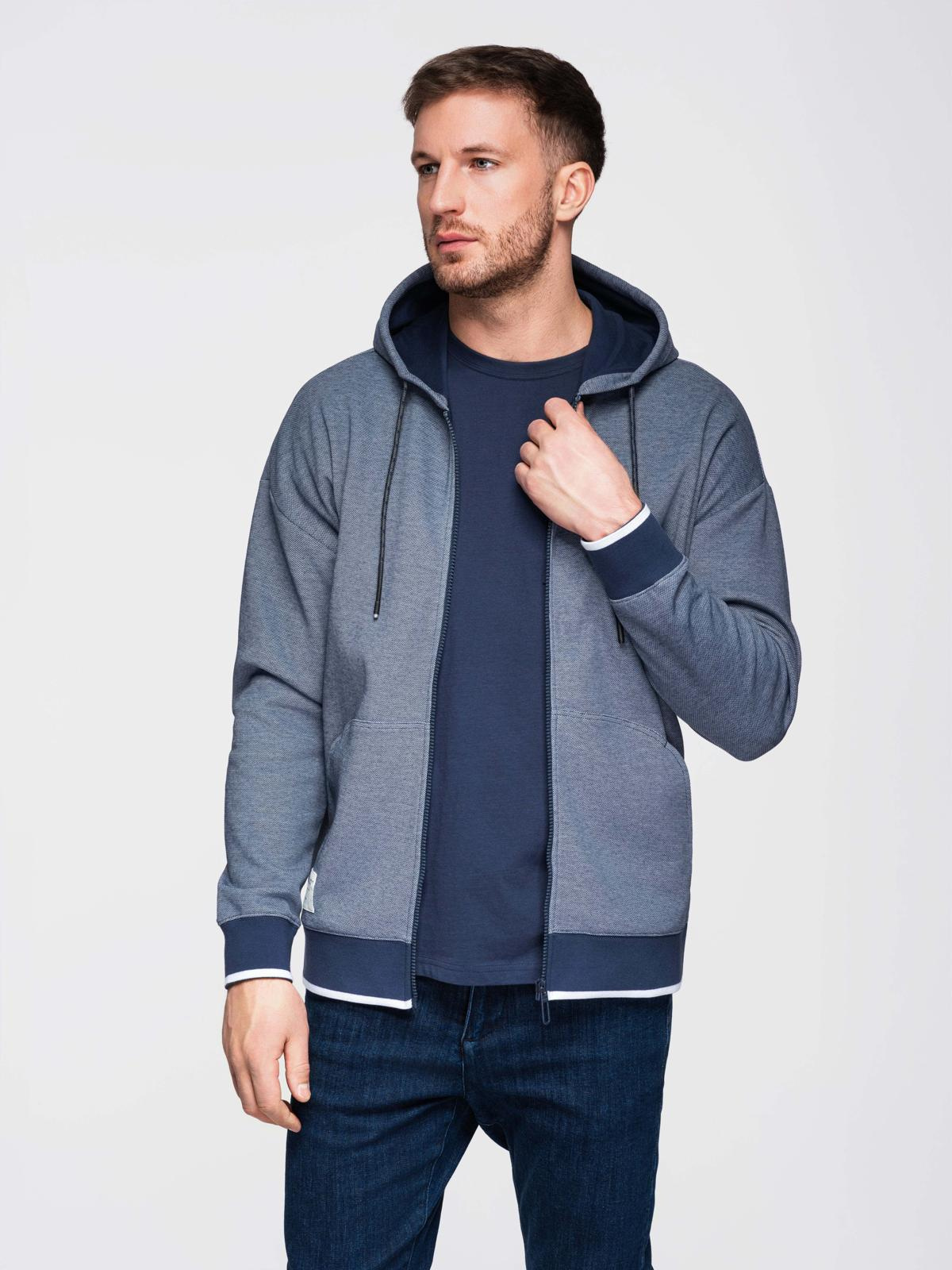 Ombre Men's soft-textured hooded sweatshirt - navy blue