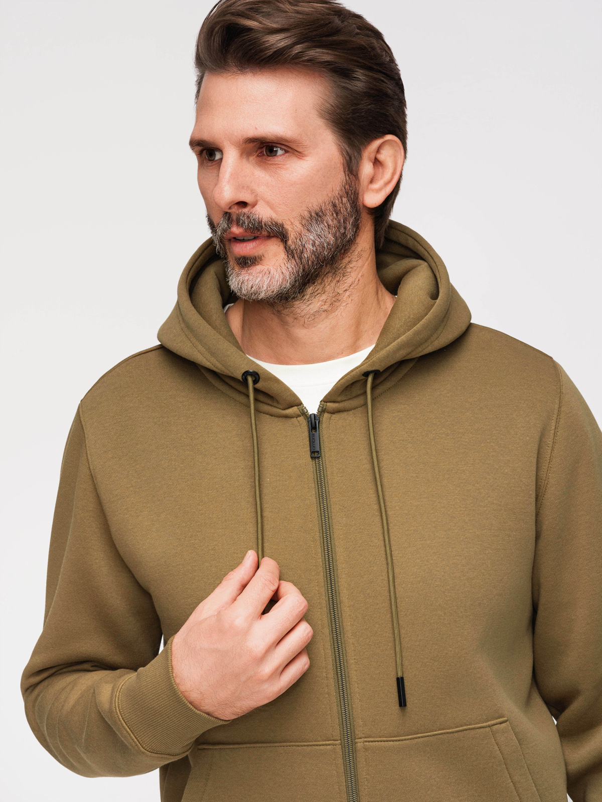 Ombre Men's unbuttoned BASIC sweatshirt - olive