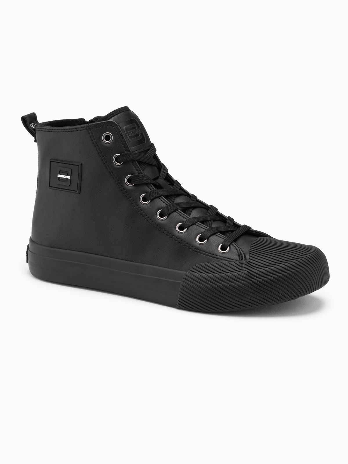 Ombre Men's high-top sneakers with decorative toe box - black