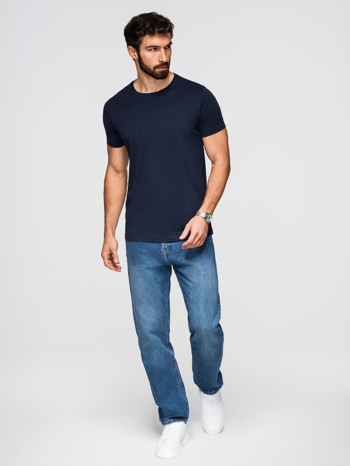 Ombre Classic BASIC men's cotton T-shirt - navy blue