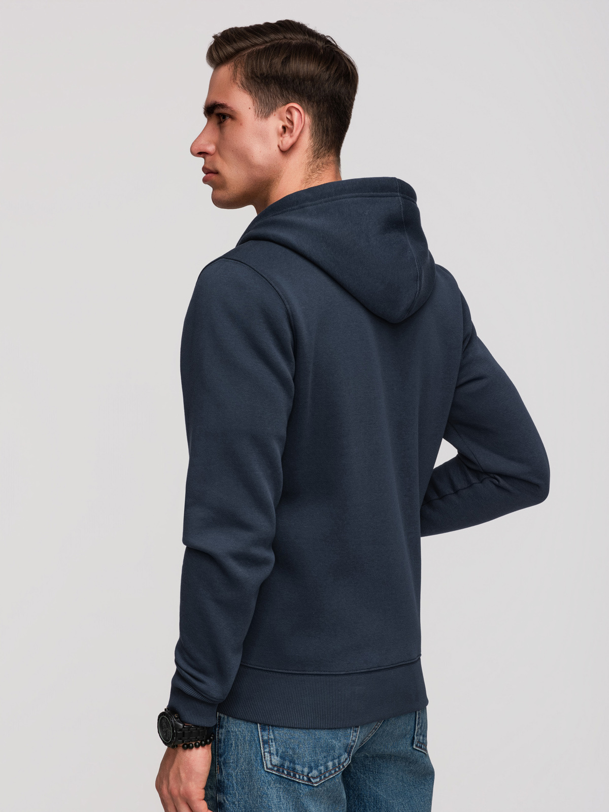 Ombre Men's unbuttoned BASIC sweatshirt - navy blue