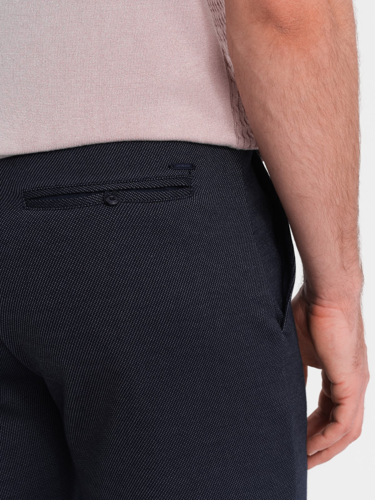 Ombre Men&#039;s structured knit shorts with chino pockets - navy blue