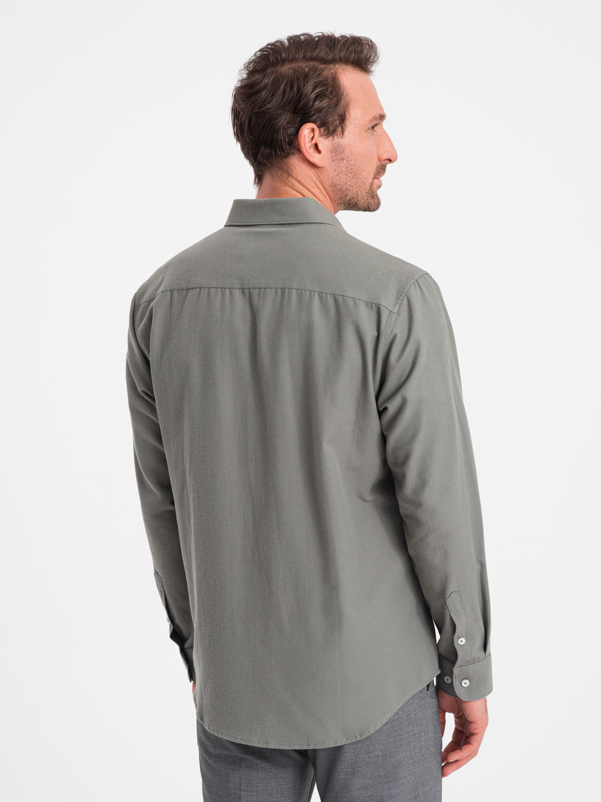 Ombre Men's REGULAR FIT shirt with pocket - khaki
