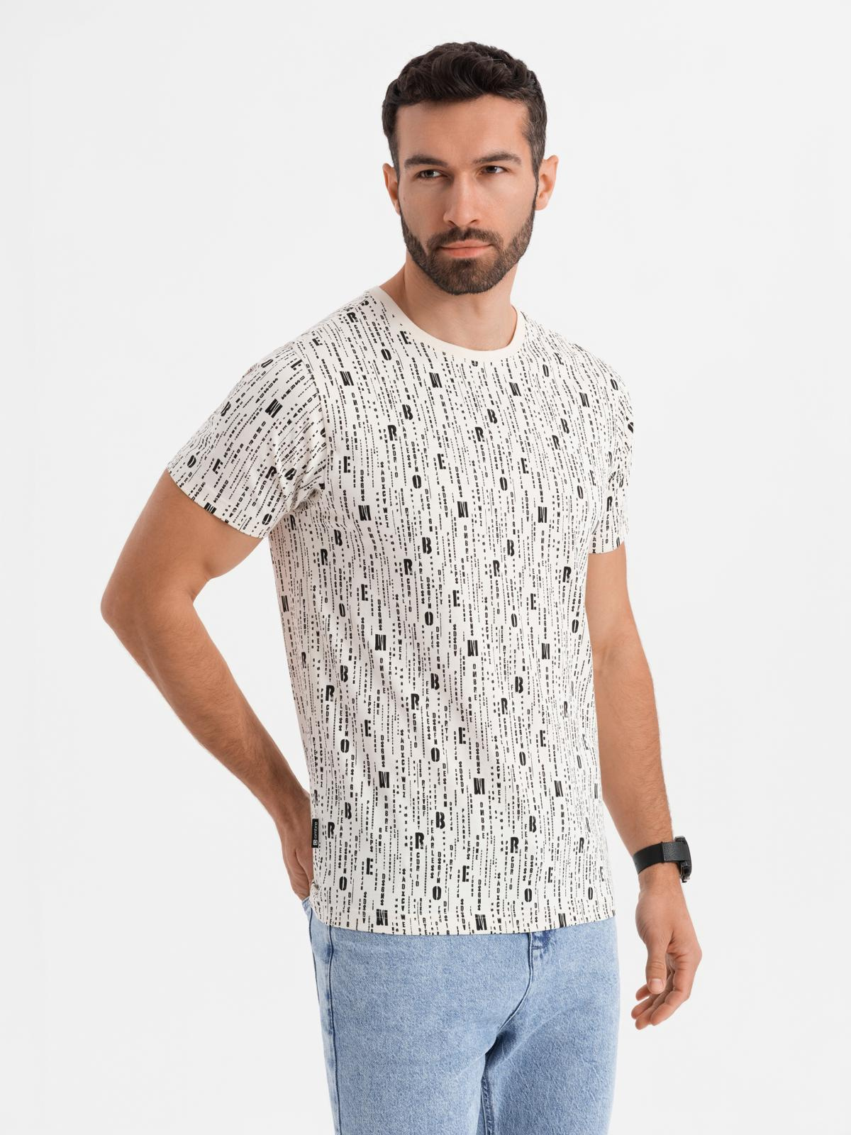 Ombre Printed cotton T-shirt with round neckline - cream