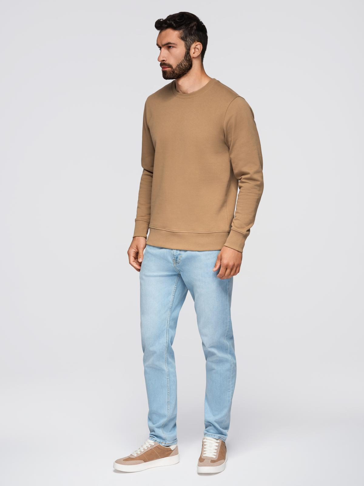 Ombre Men&#039;s BASIC sweatshirt with round neckline - brown