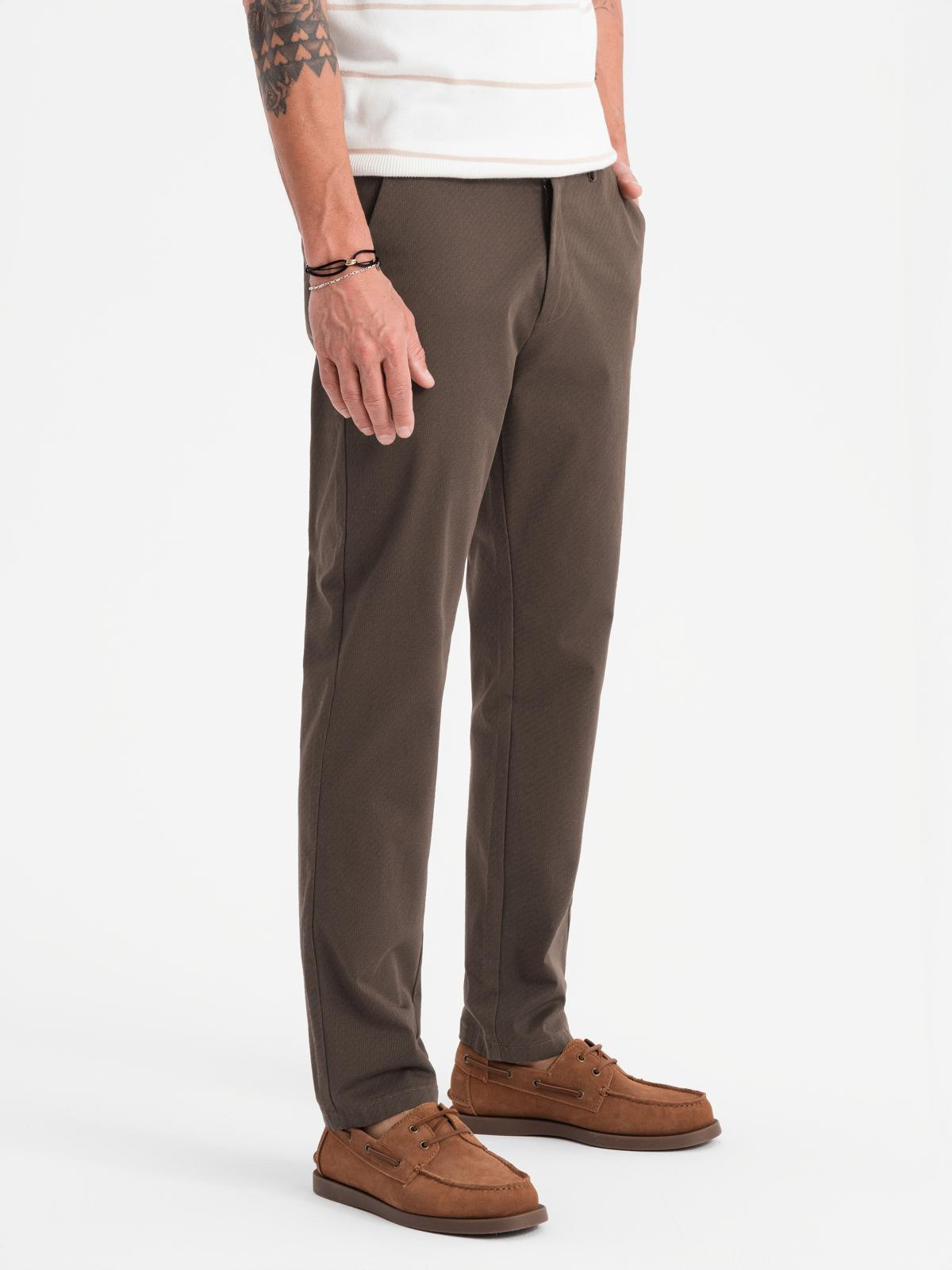Ombre Men's REGULAR FIT chino pants with fine texture - brown