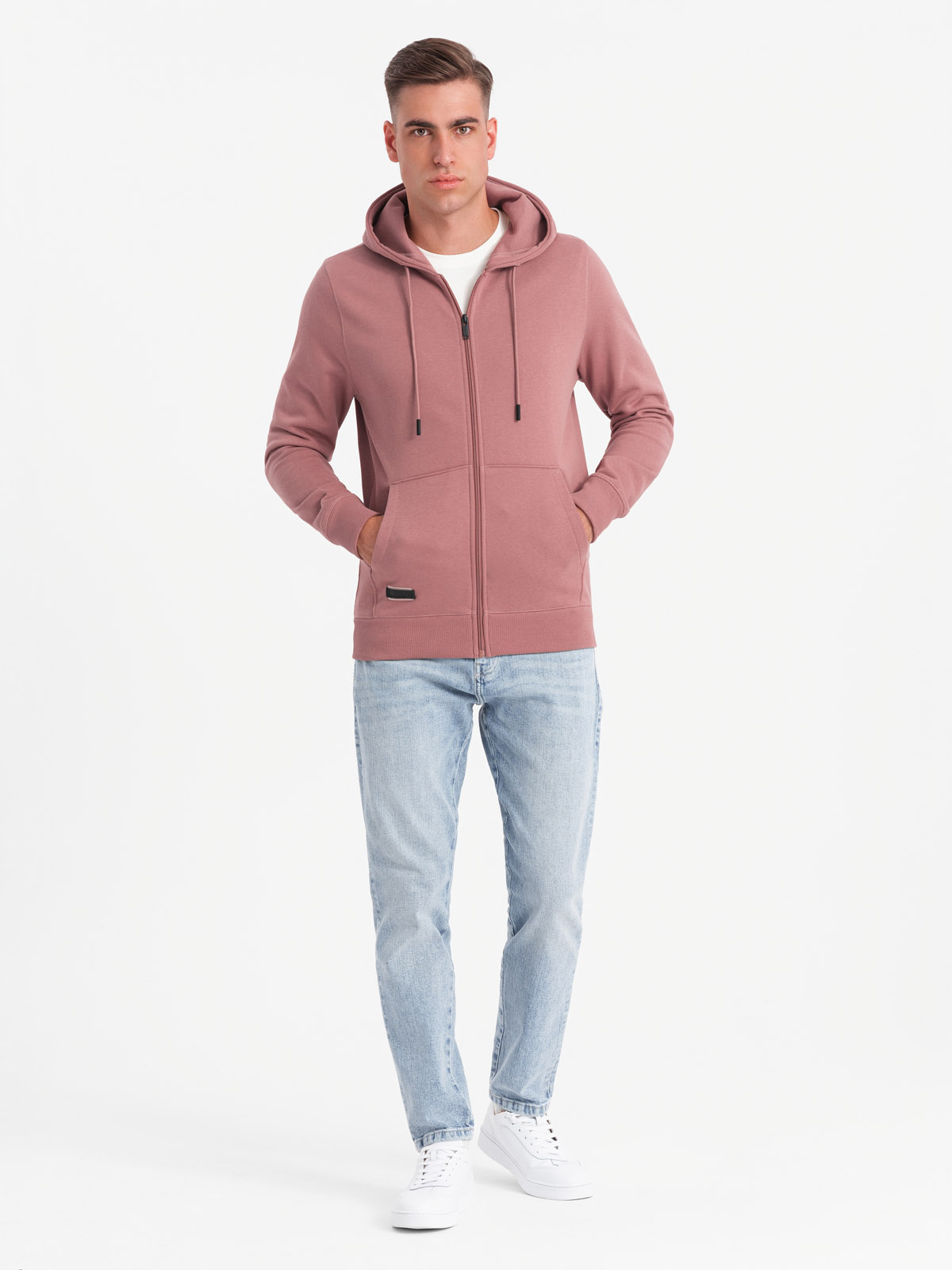 Ombre BASIC men&#039;s unbuttoned cotton sweatshirt - dark pink