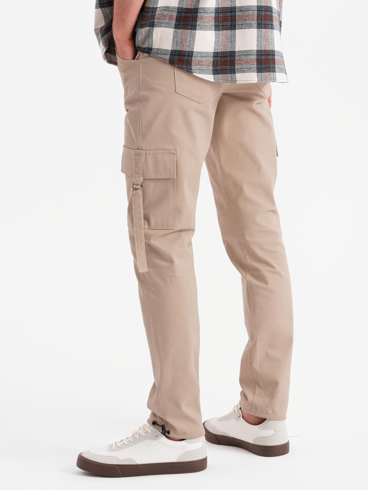 Ombre Men's STRAIGHT LEG cargo pants with striped pockets - sand