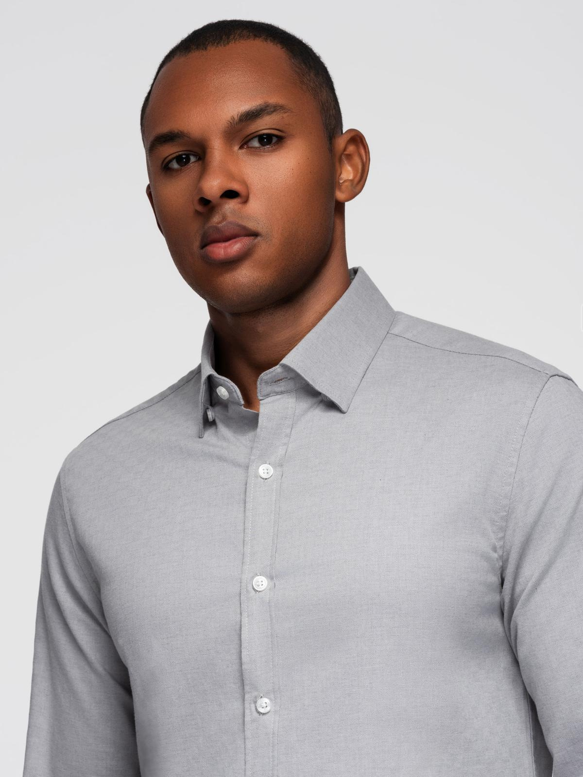 Ombre Men&#039;s SLIM FIT shirt in decorative fabric - gray