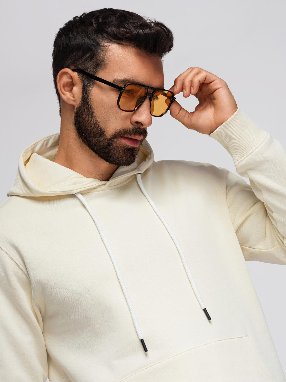 Ombre Men&#039;s kangaroo hooded sweatshirt - cream