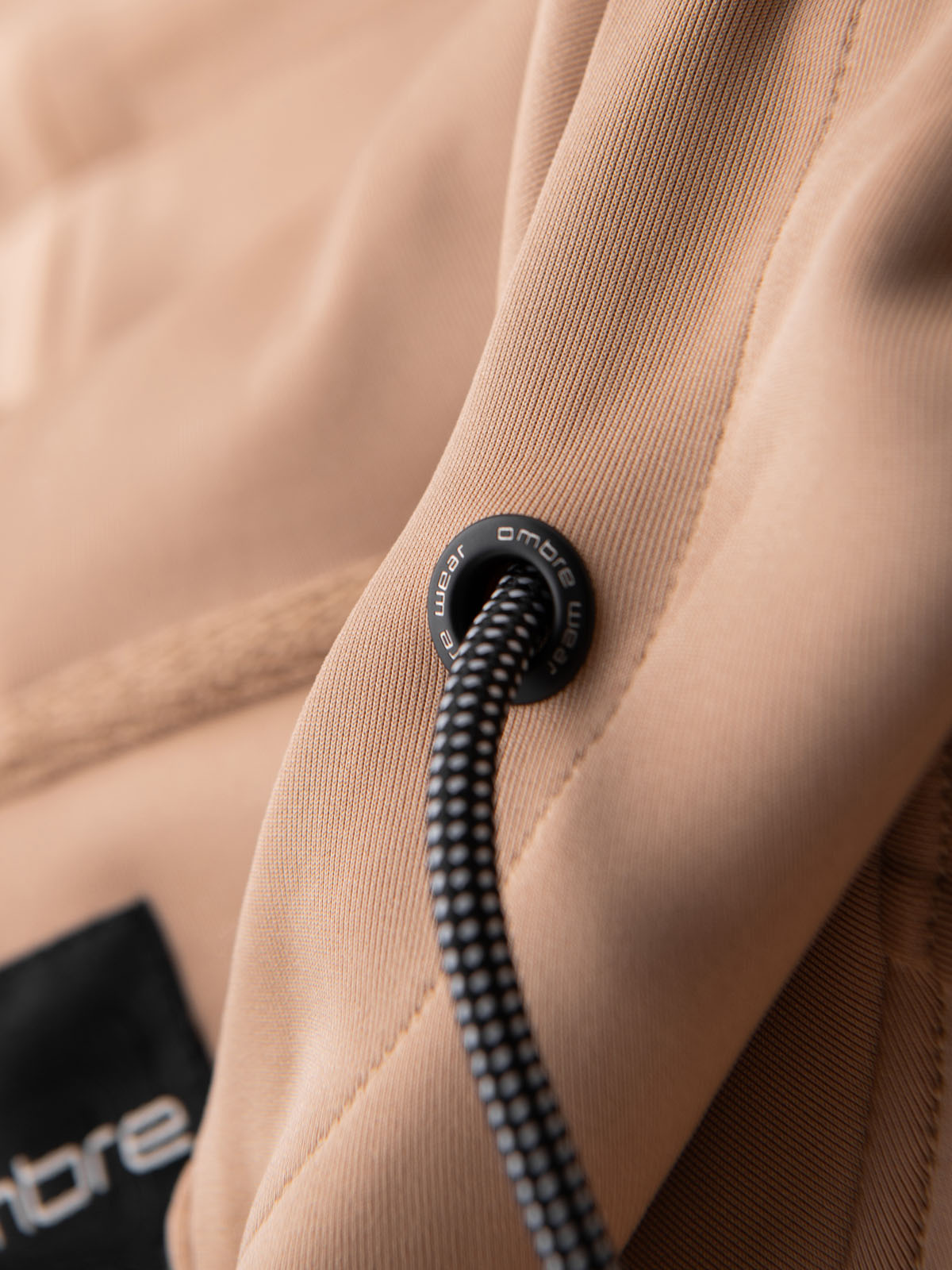 Ombre Unzipped men&#039;s hooded sweatshirt with piping - beige