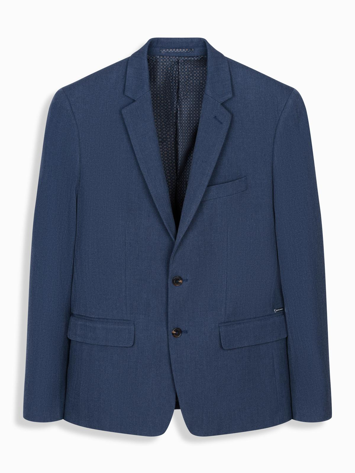 Ombre Elegant men's SLIM FIT jacket with rayon - dark blue