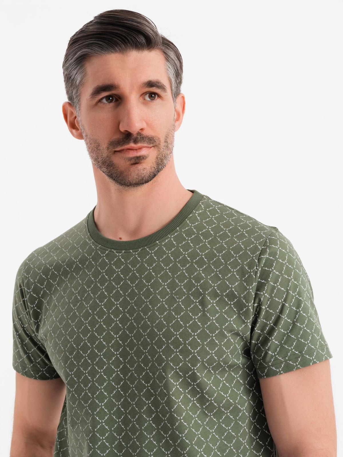 Ombre Men&#039;s full print knit shirt - olive