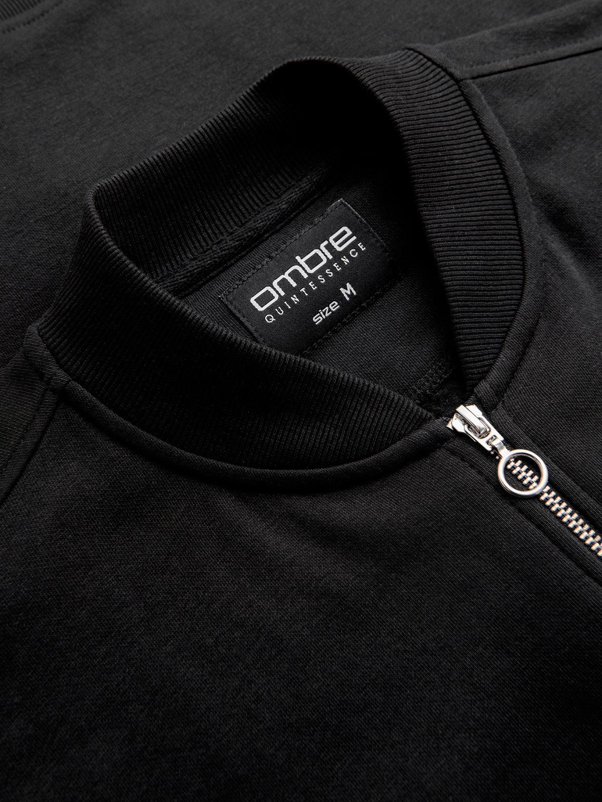 Ombre Cotton unbuttoned men&#039;s sweatshirt bomber - black