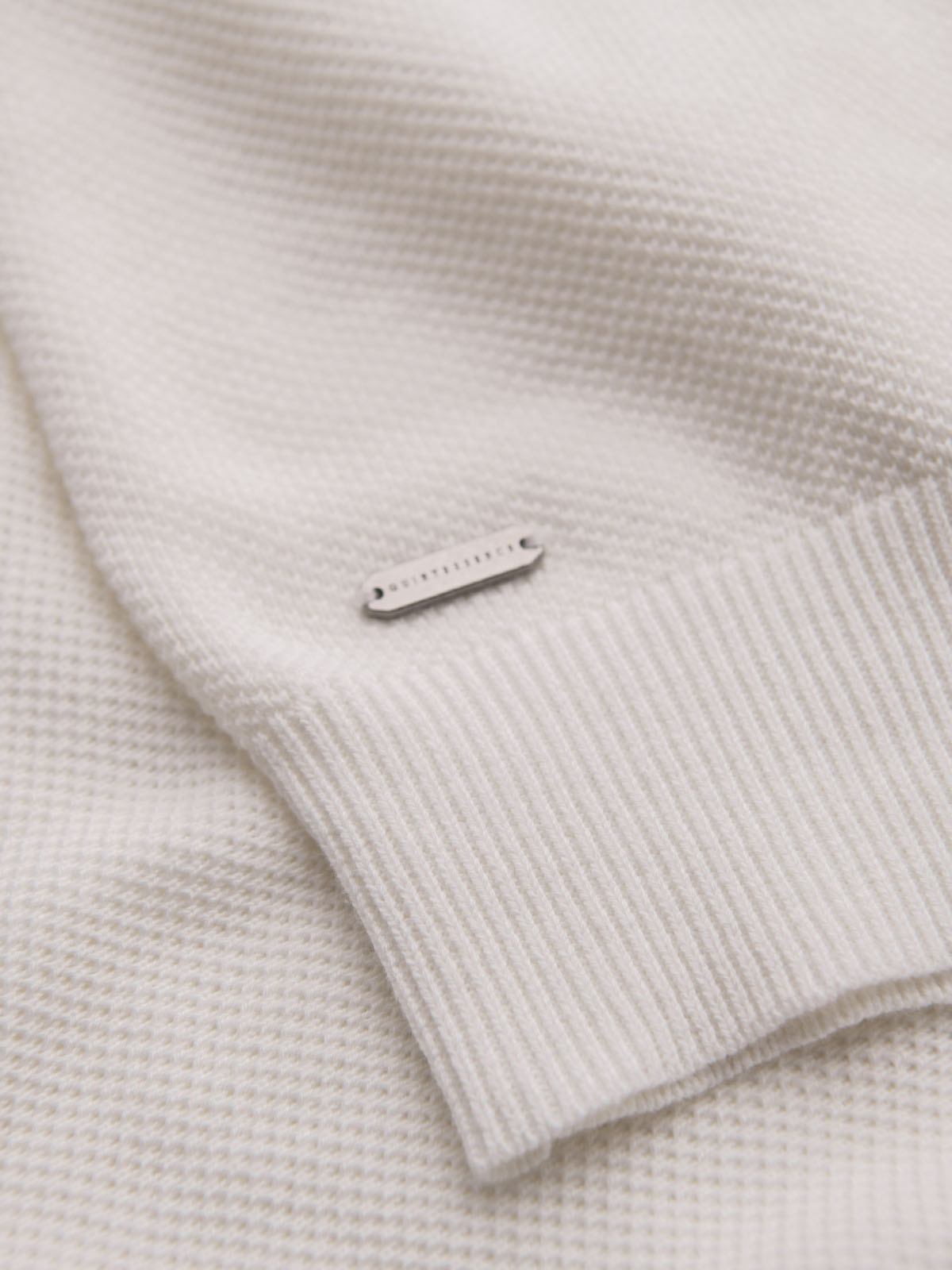 Ombre Men's cotton structured knit polo shirt - broken white