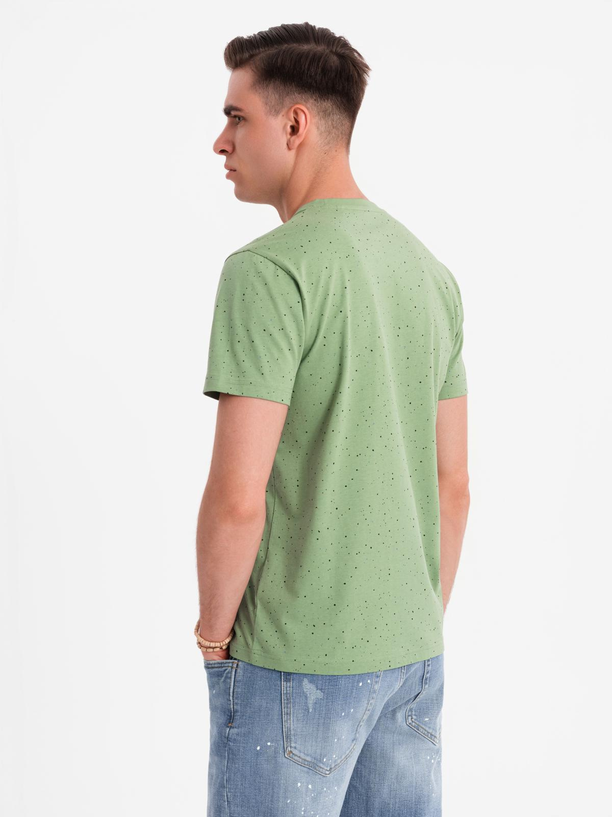 Ombre Men&#039;s printed cotton t-shirt with round neckline - green