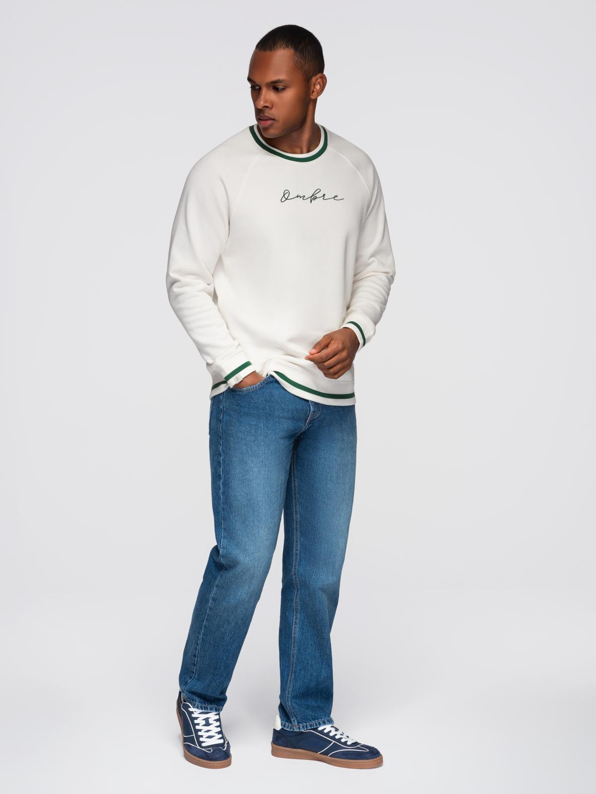 Ombre Men's sweatshirt with raglan sleeves and contrasting details - white