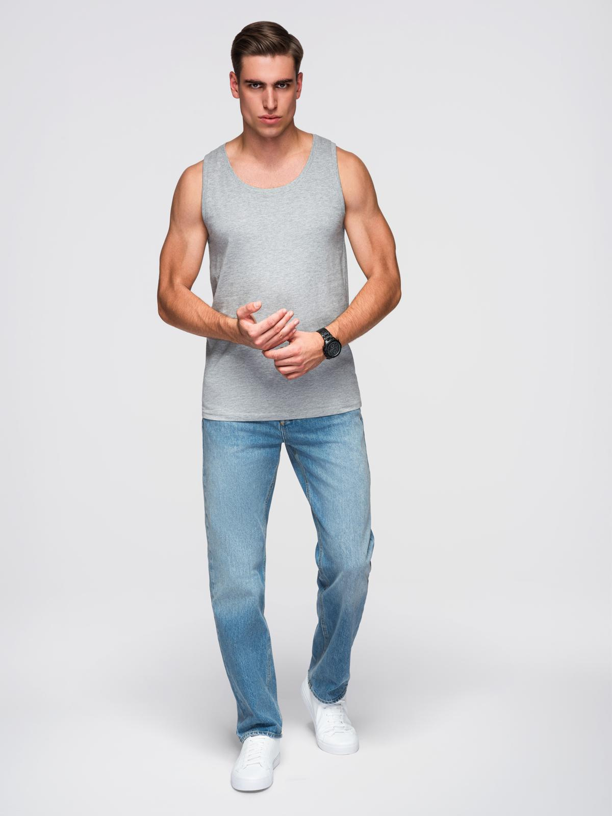 Ombre Men's BASIC cotton tank top - grey melange