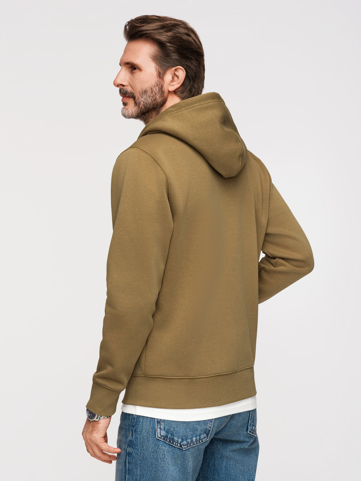 Ombre Men's unbuttoned BASIC sweatshirt - olive