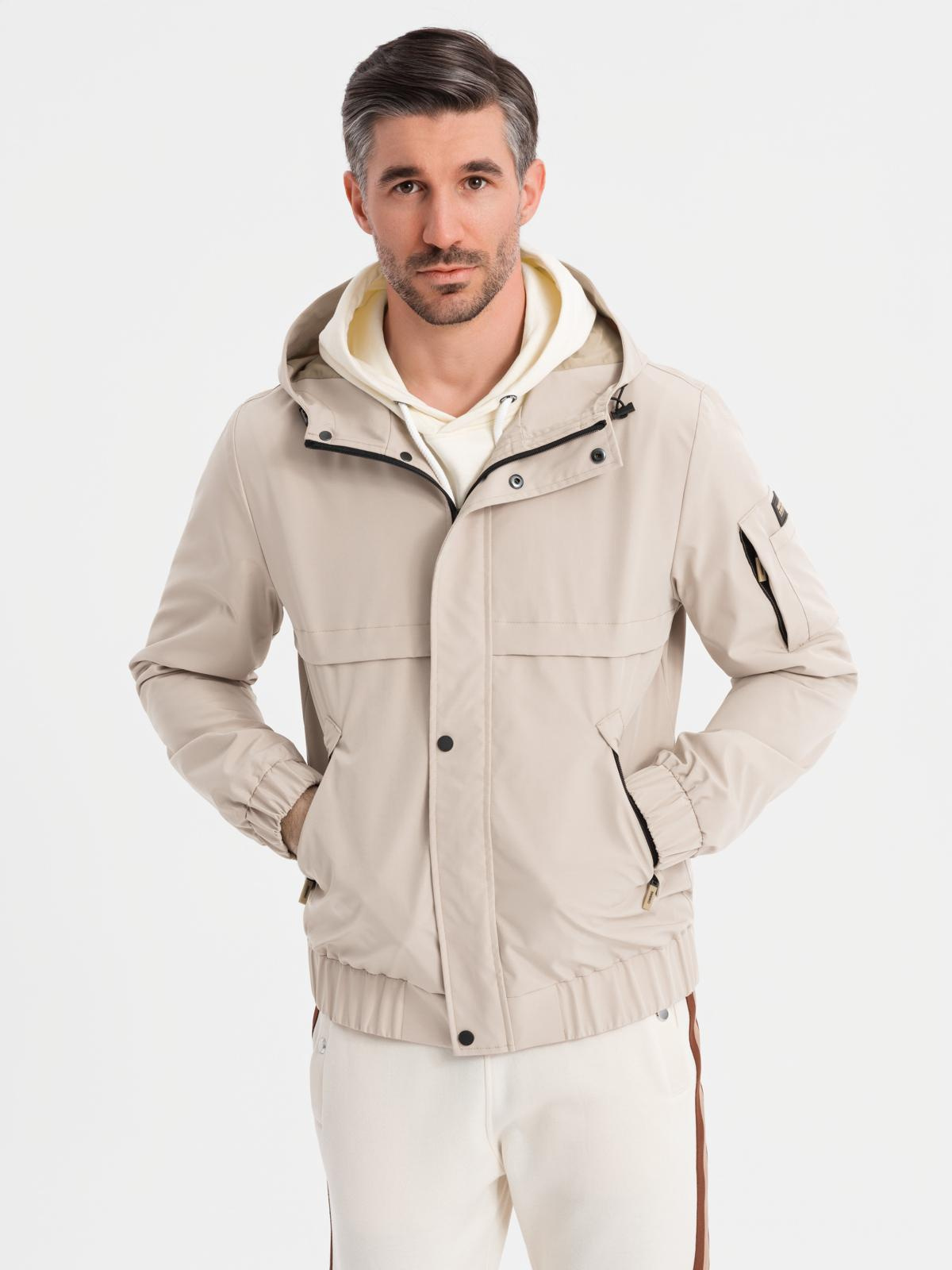 Ombre Functional men&#039;s transitional jacket with hood - beige