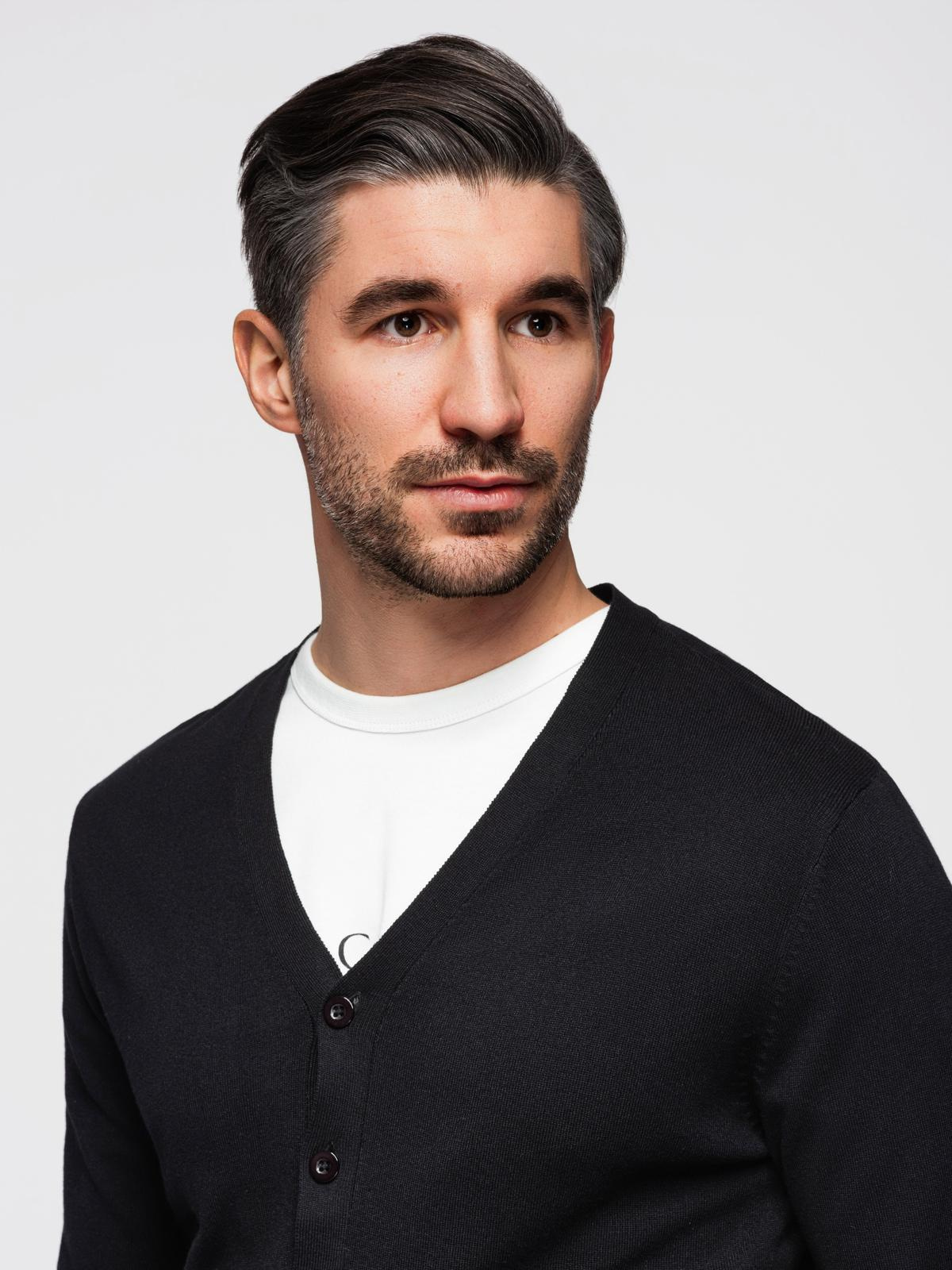 Ombre Monochrome knitted men's viscose cardigan - black