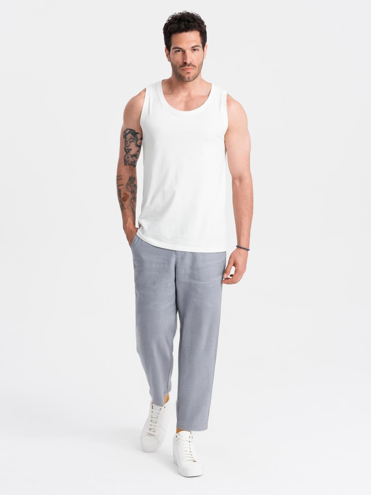 Ombre Men's BASIC cotton tank top - white