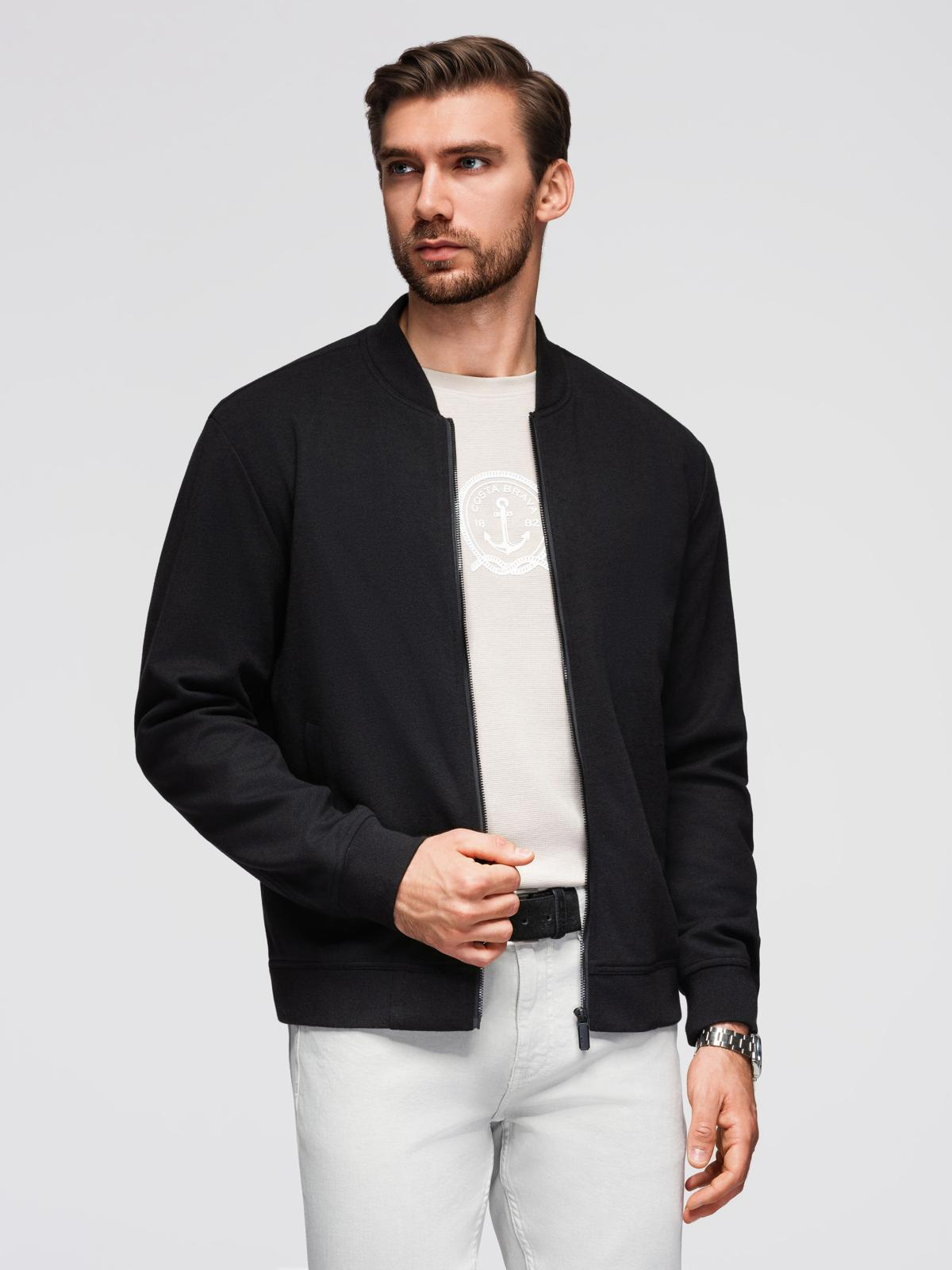 Ombre Men&#039;s raglan sleeve bomber jacket - black