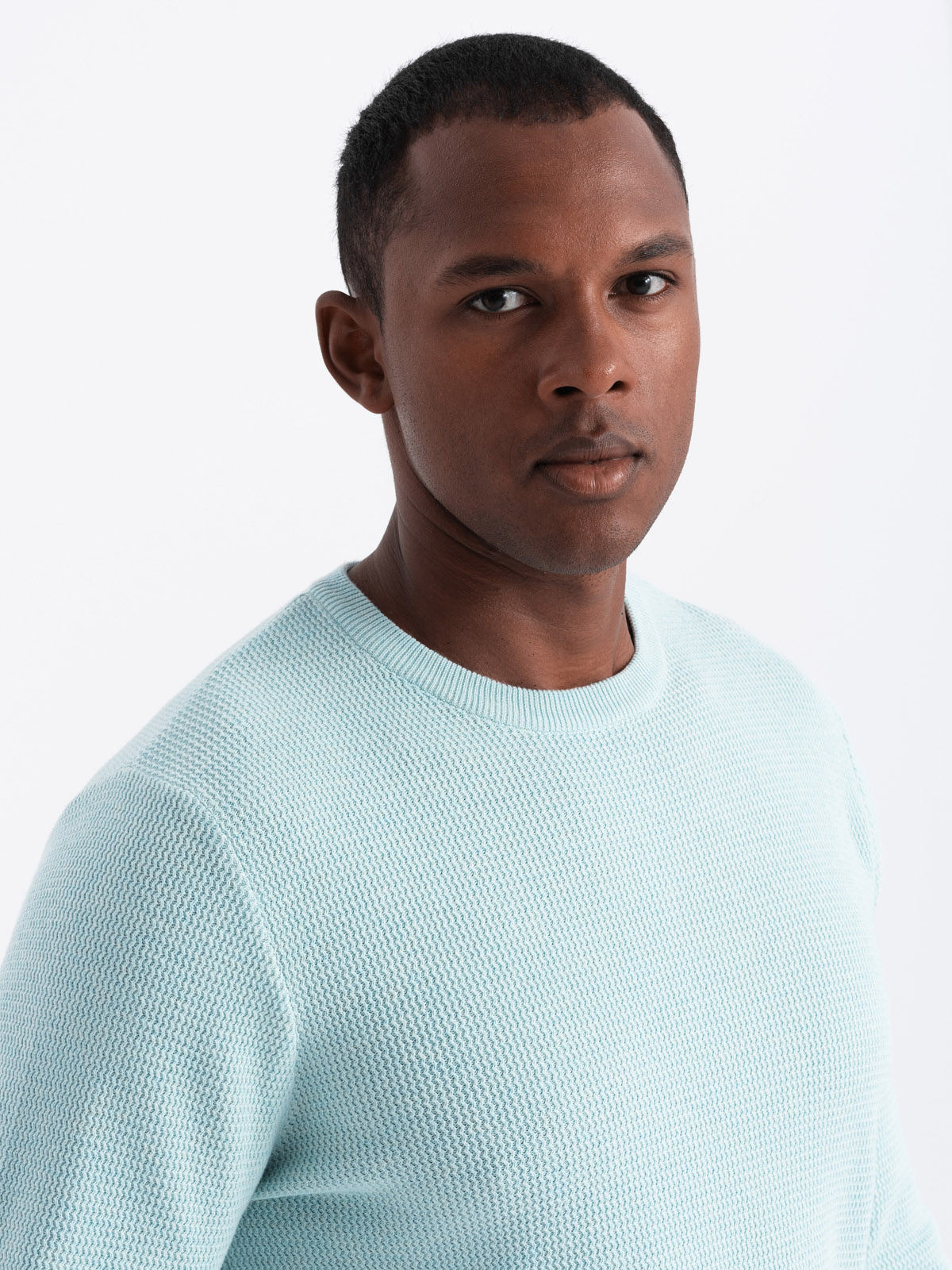 Ombre Men's mélange structured knit sweater - mint