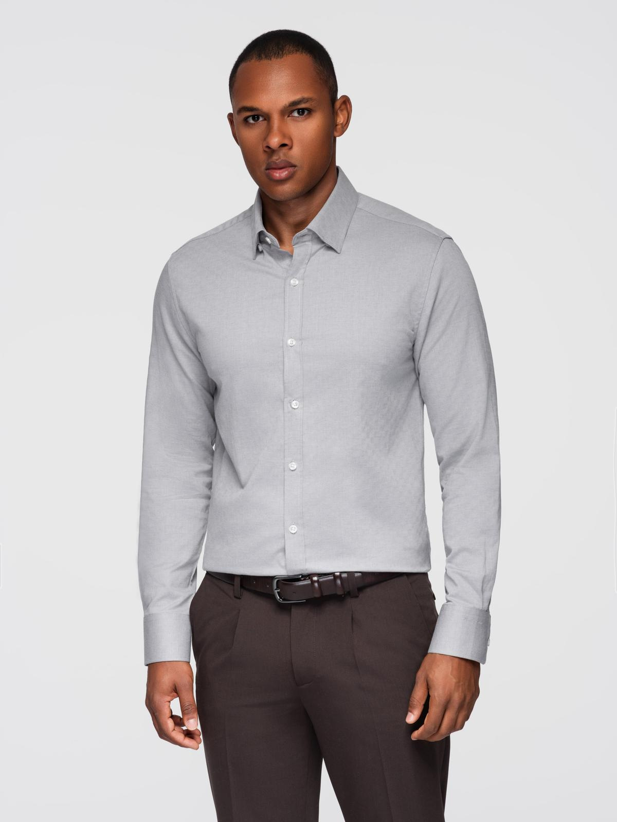 Ombre Men&#039;s SLIM FIT shirt in decorative fabric - gray