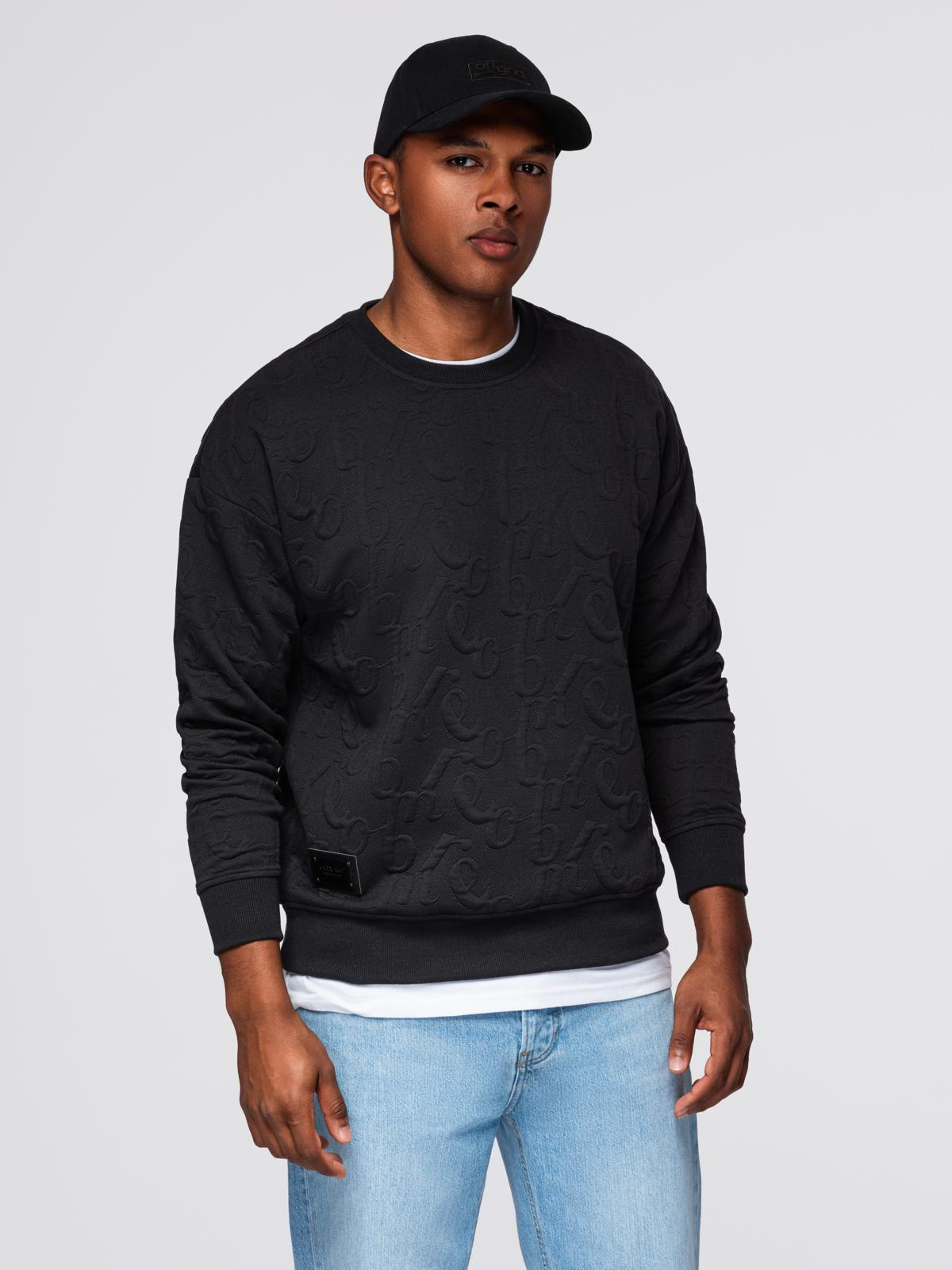 Ombre Men&#039;s RELAXED FIT sweatshirt with embossed letters - black