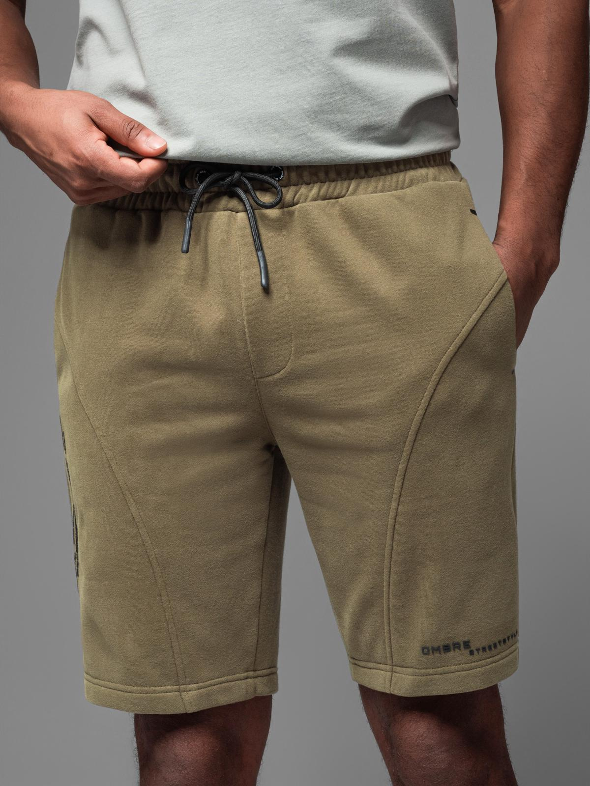 Ombre Fitted men's printed short sweat shorts - olive
