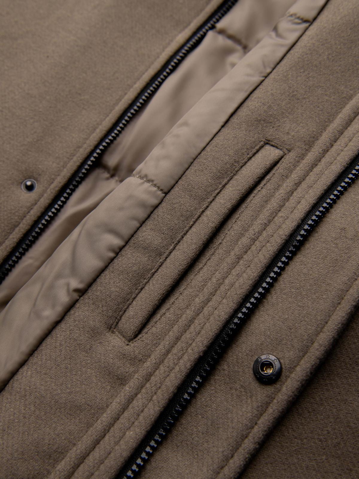 Ombre Men&#039;s parka coat with wool and hood - khaki