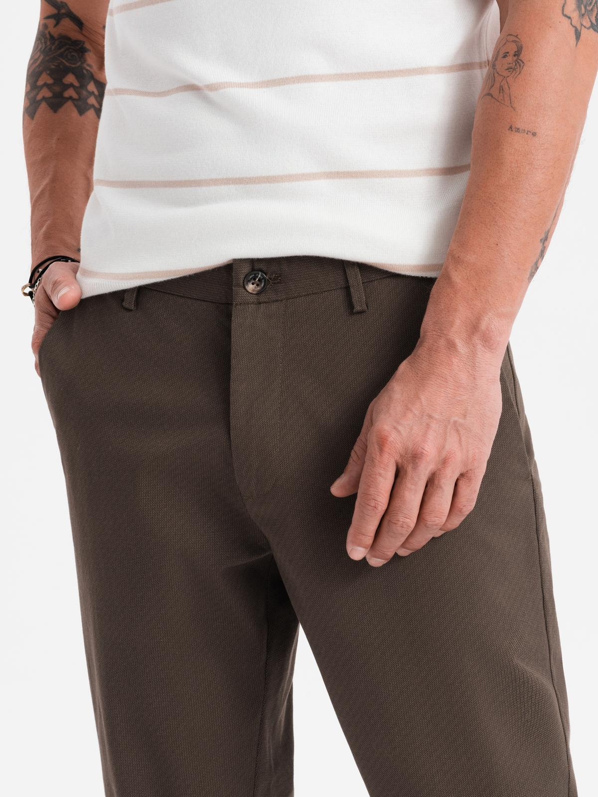 Ombre Men's REGULAR FIT chino pants with fine texture - brown