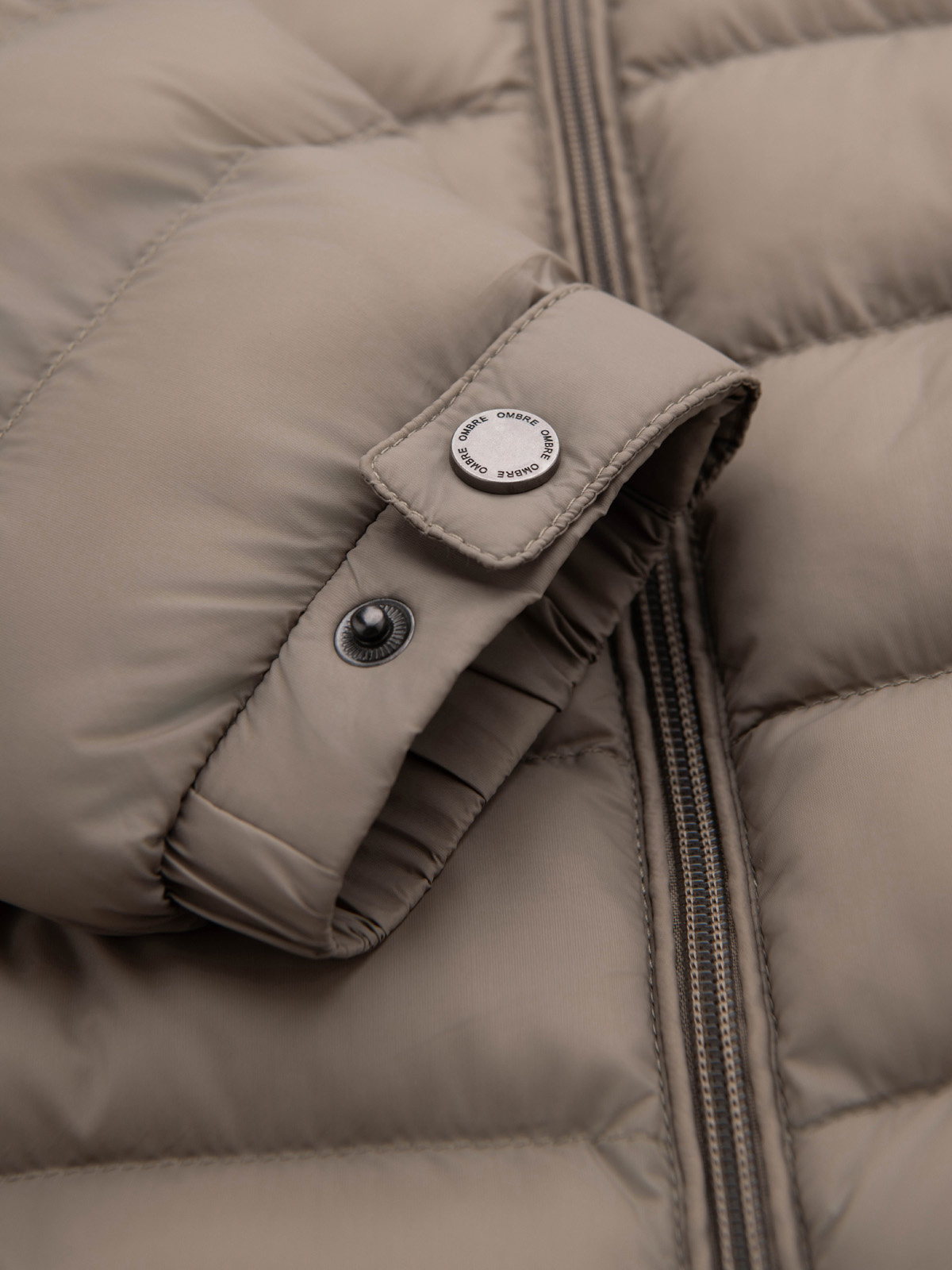 Ombre Men&#039;s quilted jacket with two fasteners - dark beige