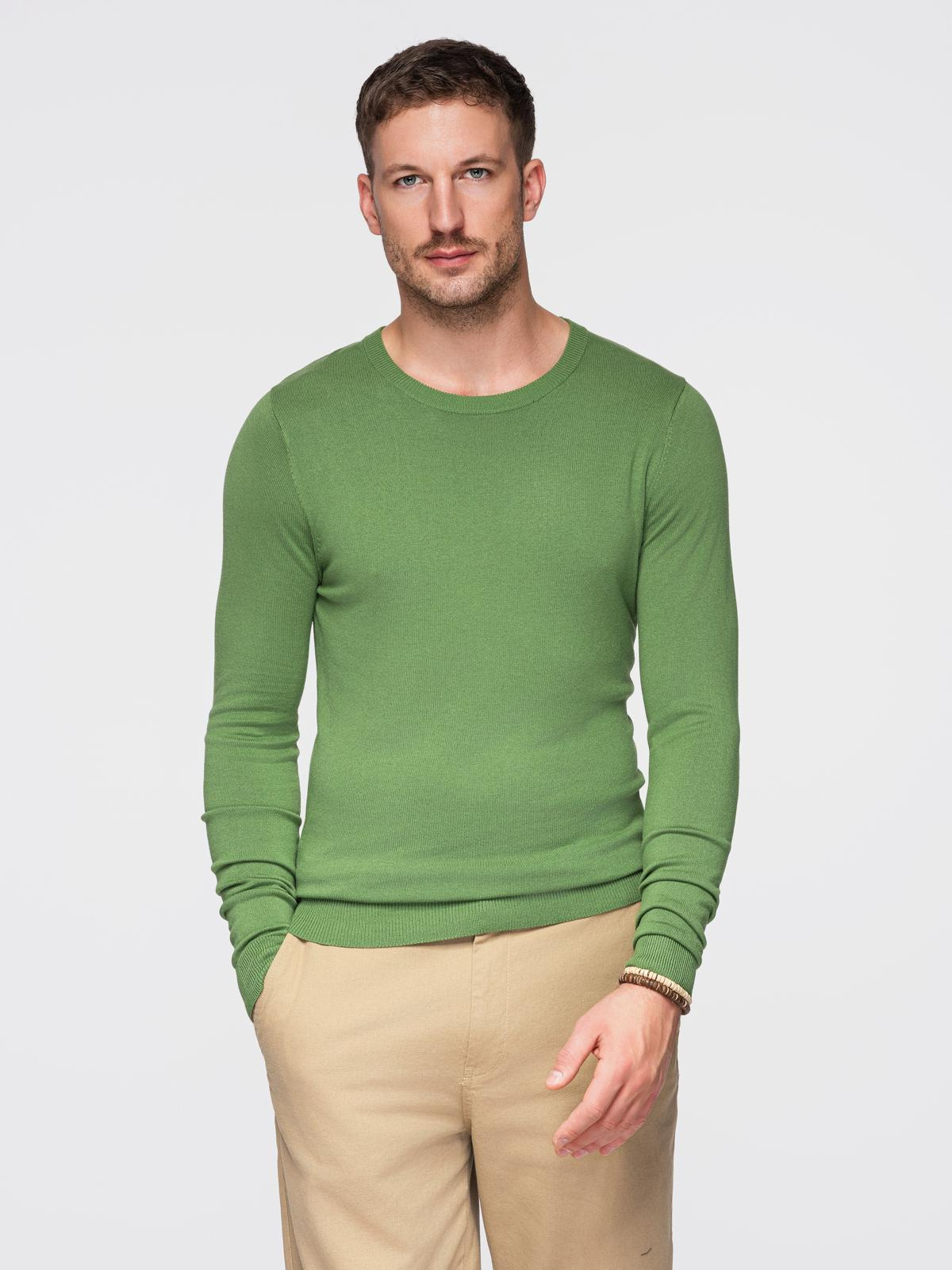 Ombre Classic men's sweater with round neckline - green
