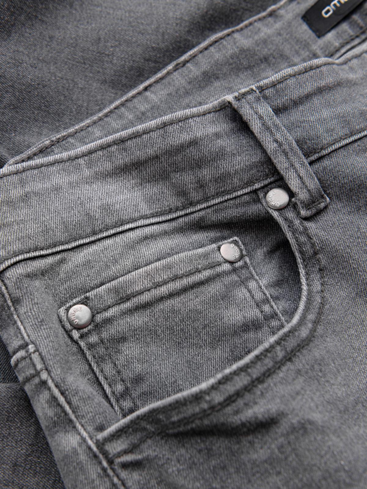 Ombre Men&#039;s TAPER FIT denim pants with stitching and rolled up legs - gray