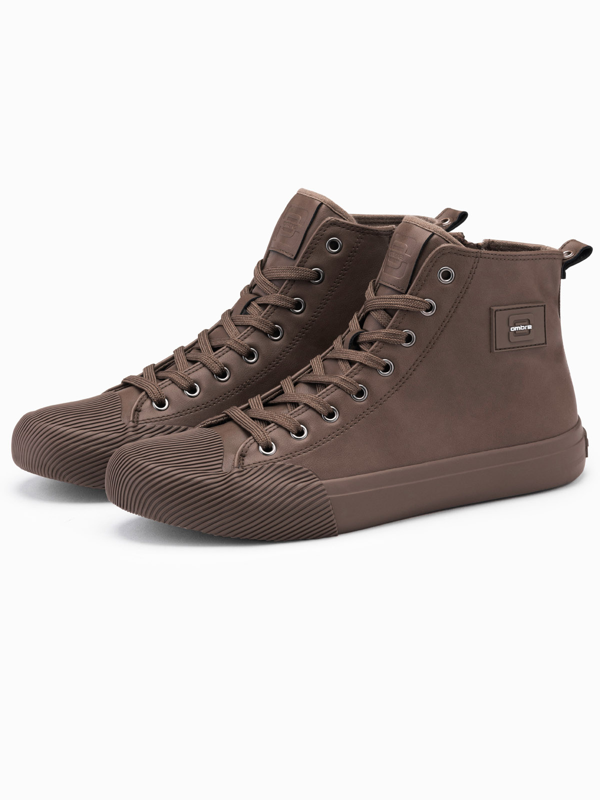 Ombre Men&#039;s high-top sneakers with decorative toe - brown
