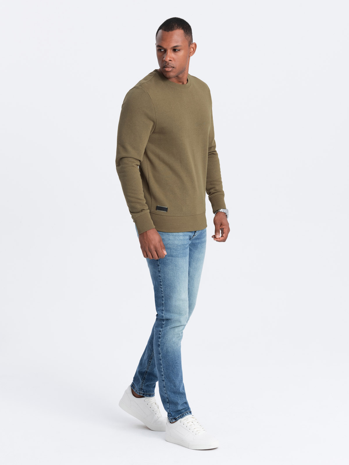 Ombre BASIC men&#039;s cotton non-stretch sweatshirt - olive