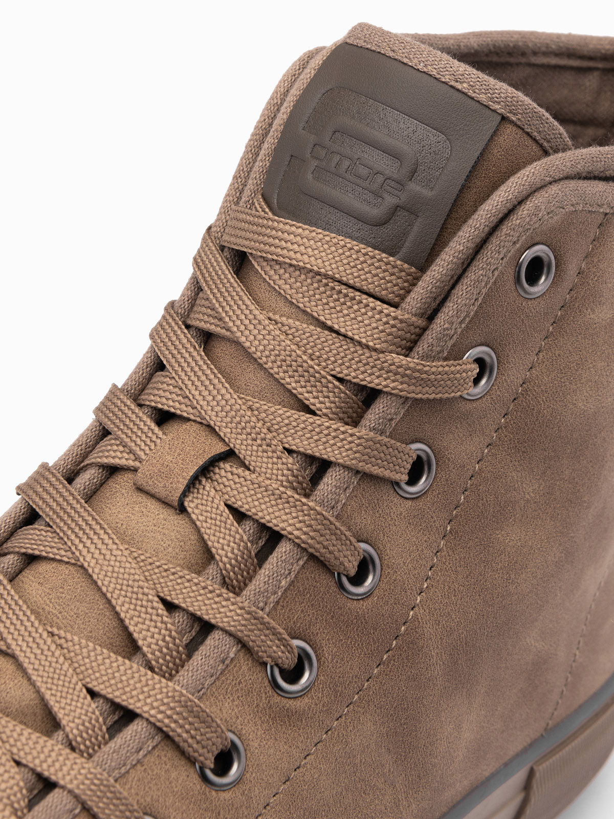 Ombre Men&#039;s high-top sneakers with decorative piping - brown