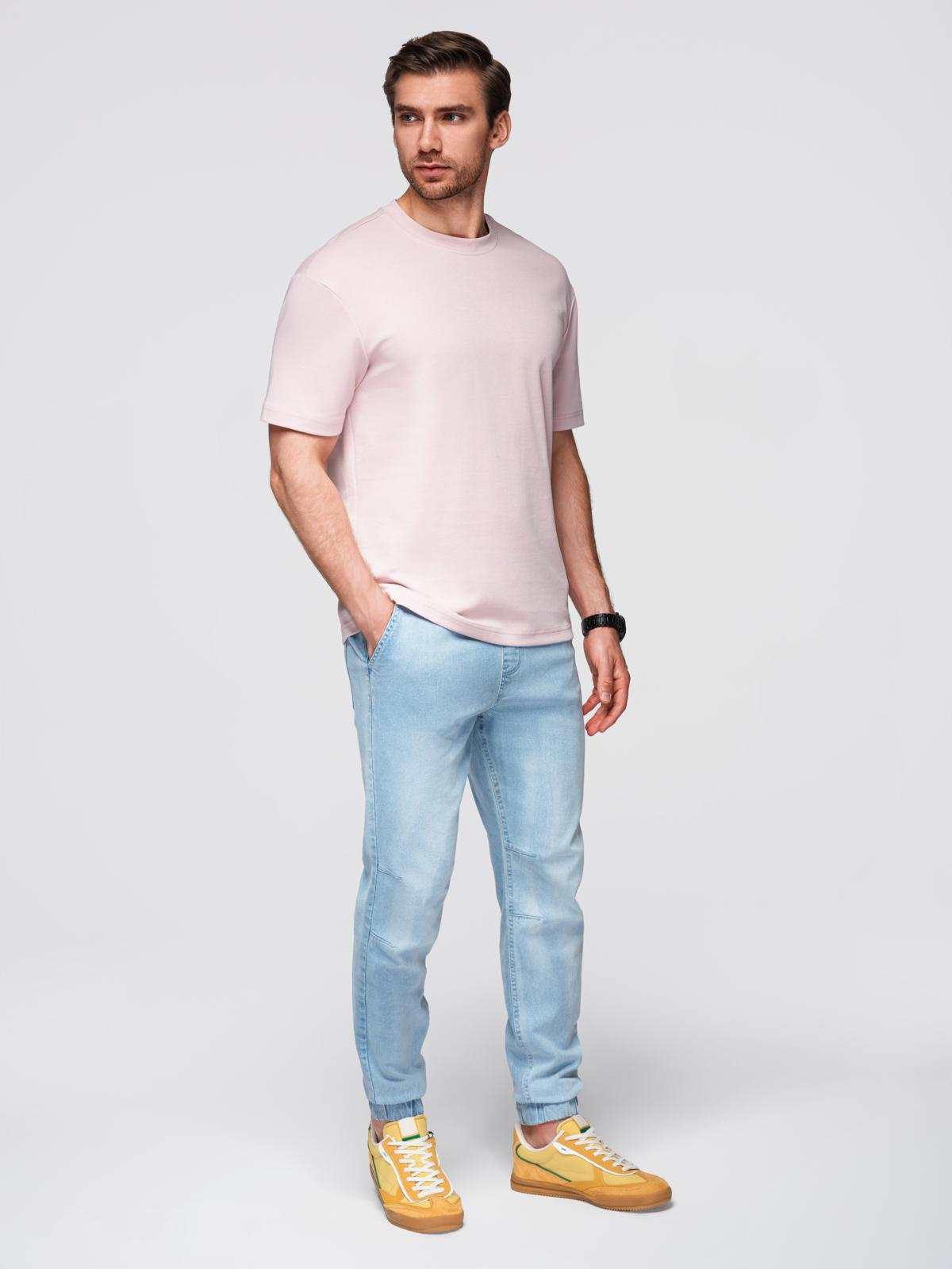 Ombre Men&#039;s JOGGERS denim pants with wash effect - light blue