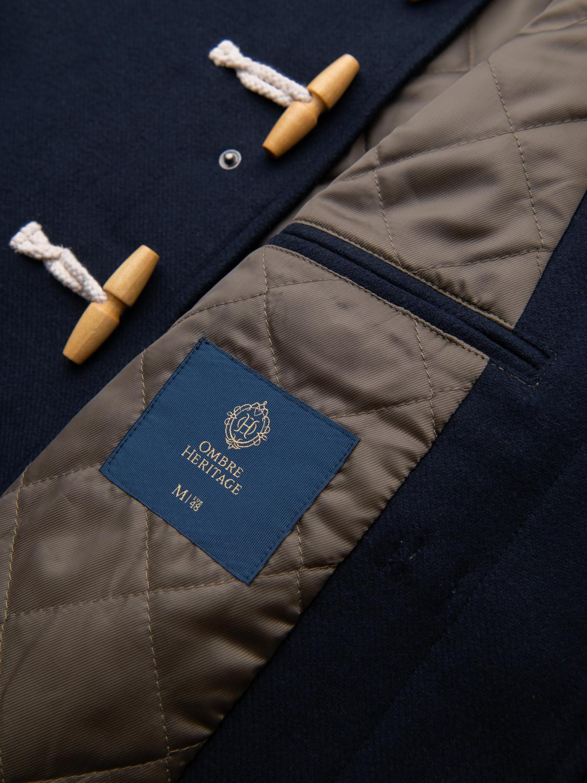 Ombre Men&#039;s wool and hooded duffle coat - navy blue