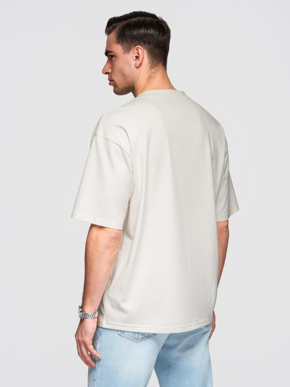 Pánske LOOSE FIT tričko s okrúhlym výstrihom - ecru