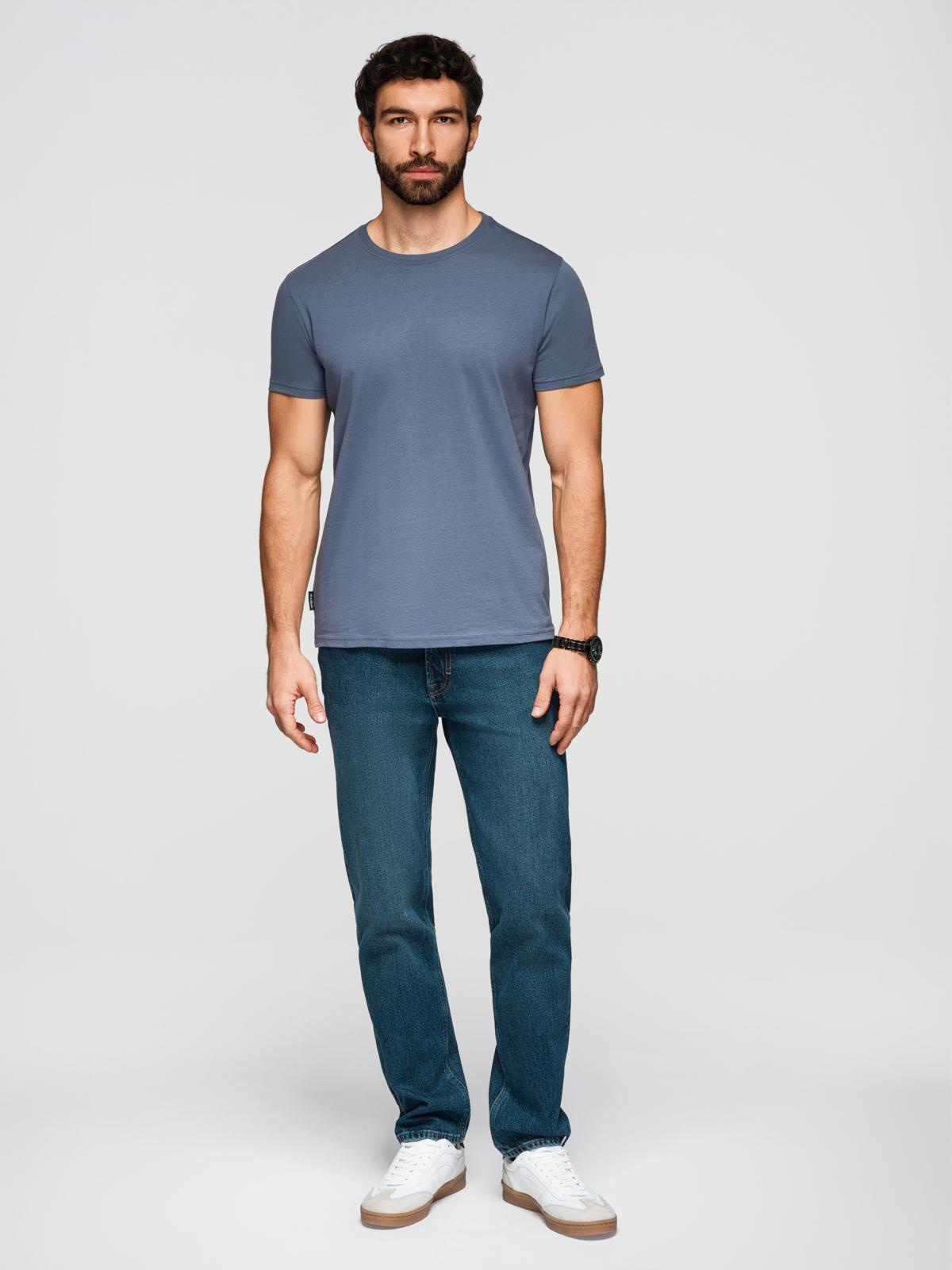 Ombre BASIC men's classic cotton T-shirt - blue denim